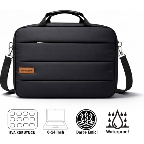 Microcase Su Geçirmez 3 Bölmeli Darbelere Dayanıklı Tablet Notebook Macbook Evrak Çantası 14 Inch