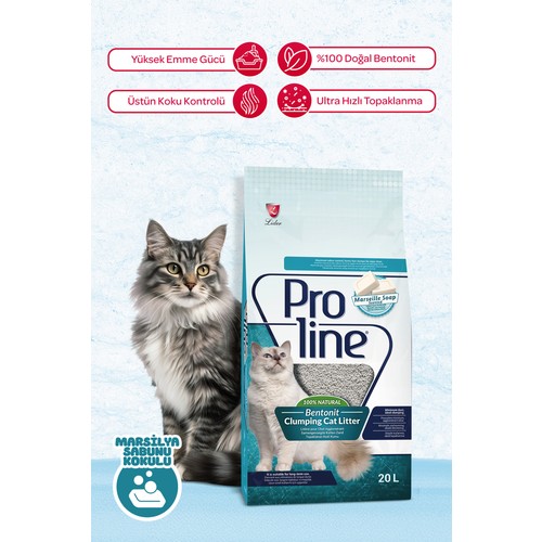 Proline Marsilya Sabunu Kokulu Bentonit Kedi Kumu 20 L