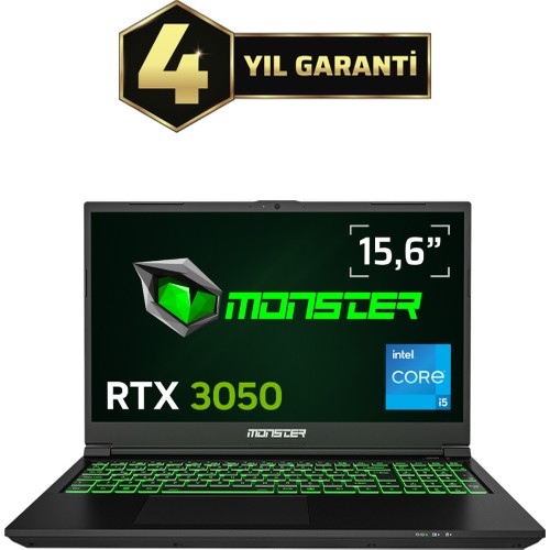 Monster Abra A5 V21.9 Intel Core 7 240H 16GB Ram 500 GB SSD 4 GB Rtx 3050 Freedos 15,6" 144 Hz Oyun Bilgisayarı