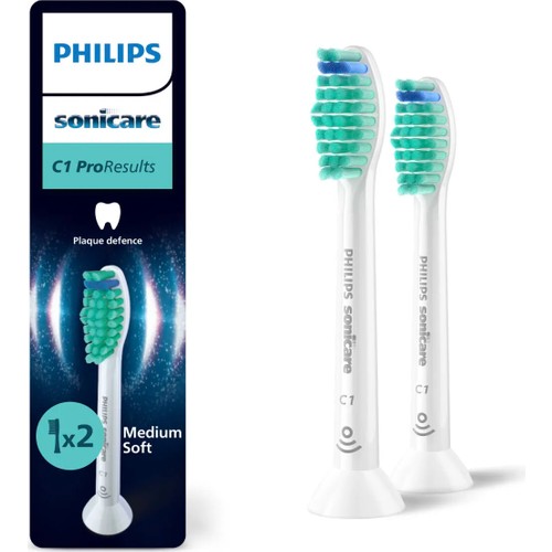 Philips Sonicare ProResult Yedek Diş Fırçası Başlığı, 2 Kat Daha Fazla Plak Temizliği, Orta Yumuşak Fırça Başlığı, 2’li Paket