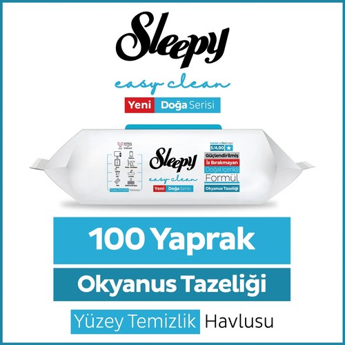 Sleepy Ocean Yüzey Temizlik Havlusu Mendili Okyanus Tazeliği 100 Yaprak