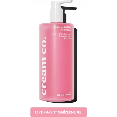 Cream Co. Hyalüronik Asit Yüz Temizleme Jeli 400 ml Tüm Cilt Tipleri İçin Nemlendirici Temizleyici