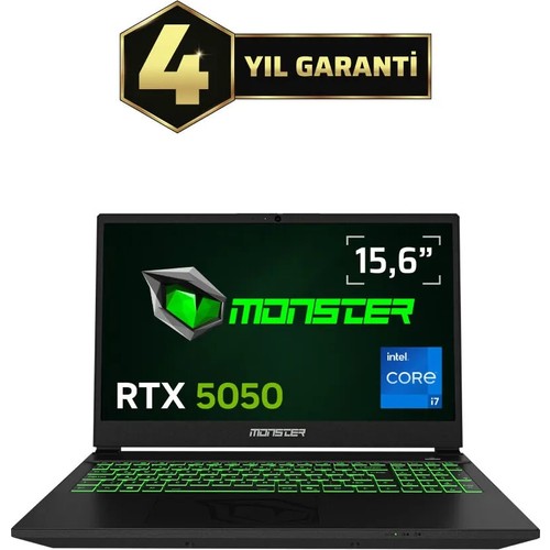 Monster Abra A5 Oyun Bilgisayarı 15,6" FHD 144 Hz Intel Core i7 24 GB RAM 1 TB SSD 8 GB RTX 5050 S 15,6" FHD 144 Hz Oyun Bilgisayarı Yeni Ürün Adı
