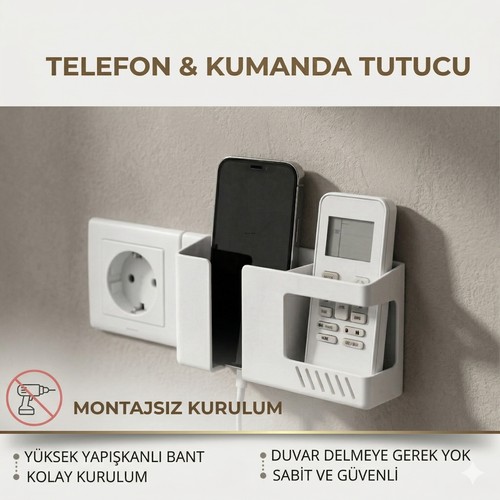 Justone Duvar Tipi Vakumlu Tutucu Akıllı Telefonlar İçin Yapışkanlı Organizer Plastik Malzeme
