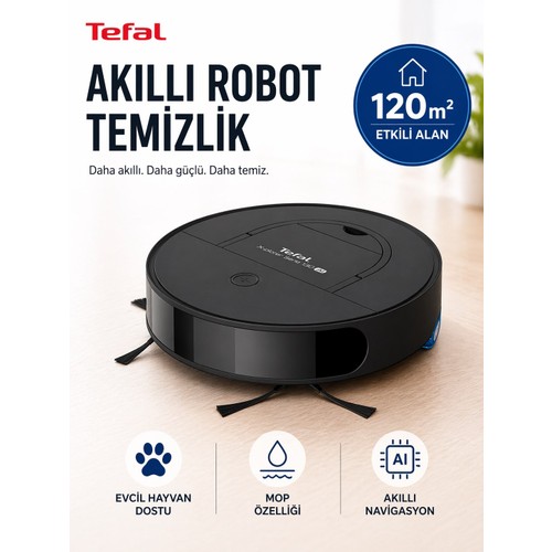 Tefal Lazer Haritalamalı Ultra Ince Akıllı Robot Süpürge 60 Db Ekstra Sessiz Çalışma Özellikli 2700 Pa Emiş Gücüne Sahip Paspaslı Otomatik Ev Asistanı