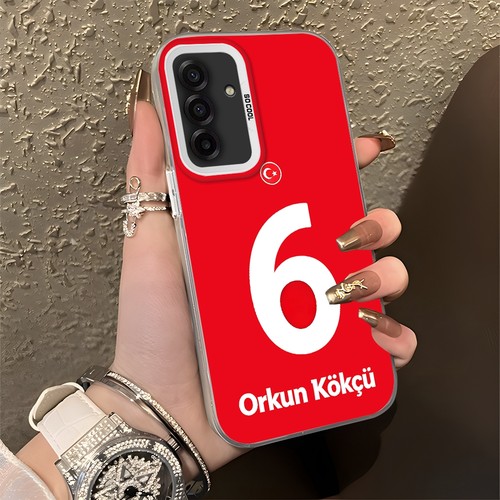 Hontinga Samsung Galaxy A17 ile Uyumlu Kılıfı Silikon Kenar Sert Arka Düşüme Önleyici Basitlik Anti Düşme Kamera Korumali Dünya Kupası 6 Numara Orkun Kökçü Desen Telefon Kılıfı