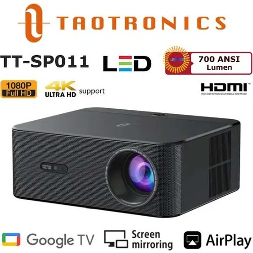 Taotronics TT-SP011 LED Projeksiyon Cihazı 1080P Ev Sinema, WiFi, Bluetooth, Lisanslı Google Tv
