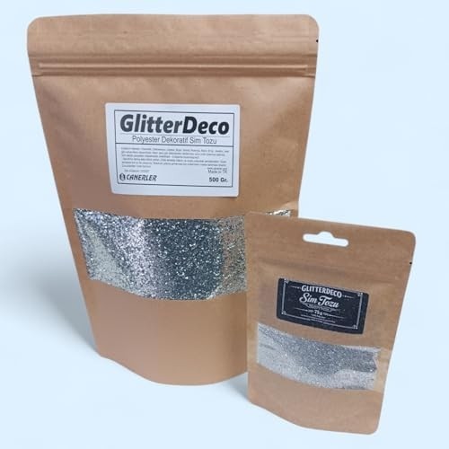 500 gr Gümüş Glitter Sim 1 mm Altıgen, Epoksi Reçine, Resin Art, Mum Yapımı, Nail Art Dekorasyon (Profesyonel Boy) görsel 2