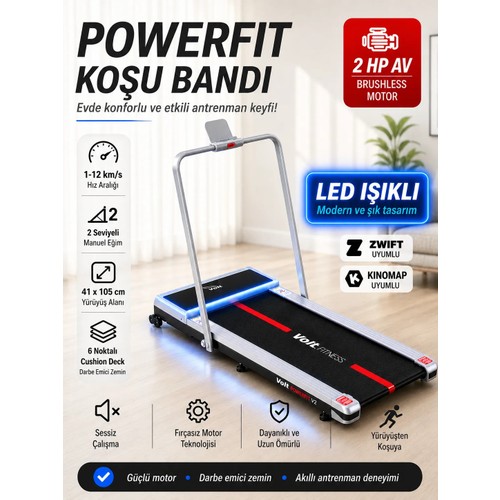 Voit Powerfit Koşu Bandı Uzaktan Kumandalı Brushless Fırçasız Motor Manuel Eğimli Bluetooth'lu
