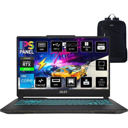 Msi Msı Cyborg 15 Intel Core I5 8gb 1tb SSD RTX3050 W11 Pro 15.6" Fhd 144Hz Taşınabilir Bilgisayar