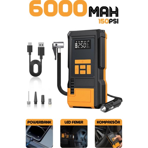 6000mAh Taşınabilir Hava Pompası