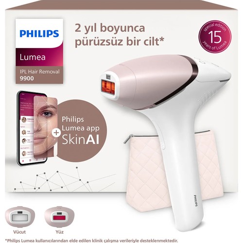 Philips Lumea 9900 Serisi IPL Tüy Alma, SkinAI Uygulama, Vücut ve Yüz için 2 Başlık, Çanta