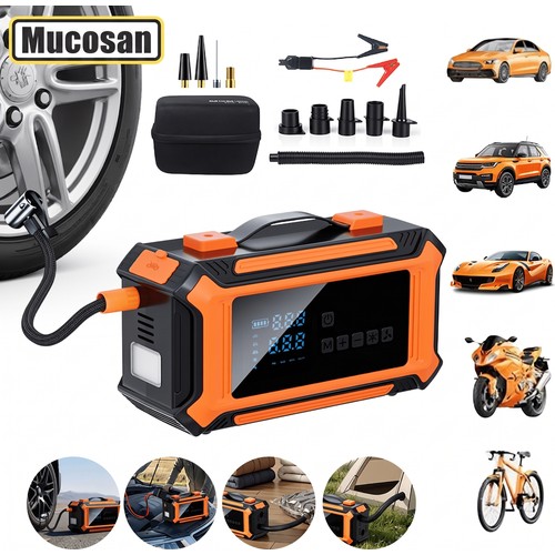 Mucosan 60000MAH 4000A Çok Fonksiyonlu Oto Akü Takviye Cihazı ve Hava Kompresörü Çantalı