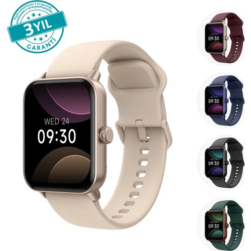 ttec Tempus 44 mm, Dikdörtgen Kasa, İOS ve Android Uyumlu, 22mm Değiştirilebilir Kordonlu, Akıllı Saat Roze