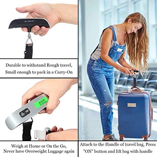 Coverzone Taşınabilir Dijital Bagaj Terazisi, 50KG / 110LB Kapasiteli, LCD Ekranlı, Sıcaklık görsel 5