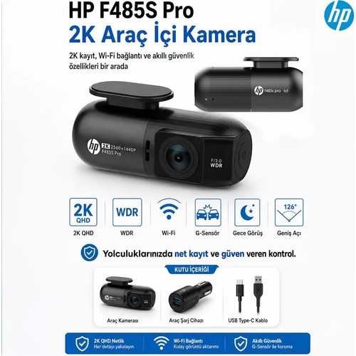 Hp F485s Pro 2K Araç İçi Wi-fi Kamera
