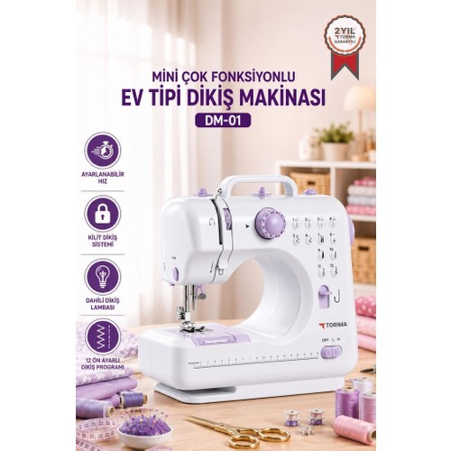 Torima Mini Dikiş Makinesi 12 Desenli Pedallı Ev Tipi DM01