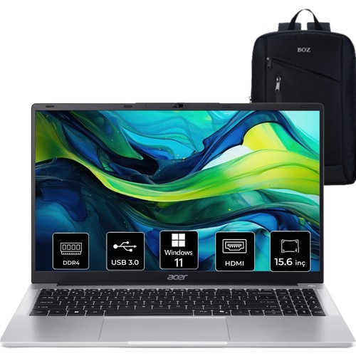 Acer Aspire Lite Intel Celeron N4500 16GB Ram 256GB SSD Winodws 11 Pro 15.6" Taşınabilir Bilgisayar +Boz Çanta