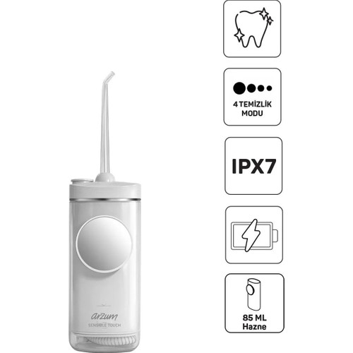 Arzum AR5300 Sensible Touch Şarjlı Ağız Duşu 920MAH IPX7 Suya Dayanıklı 4 Mod Özellikli
