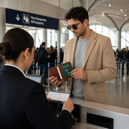 1001 Hakiki Deri Pasaport Kılıfı, Kart ve Kimlik Bölmeli Seyahat Cüzdanı - Kahverengi görsel 3