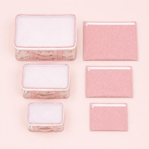 1001 Baby Lüks 6'lı Bavul Organizer Seyahat, Hastane Çantası (Pembe) görsel 4