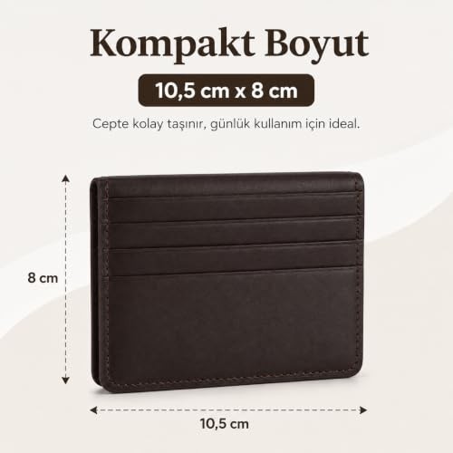 1001 Hakiki Deri Kartlık Cüzdan - Erkek Kadın 16 Bölmeli Mıknatıslı Ince Cüzdanı - Kahverengi L görsel 2