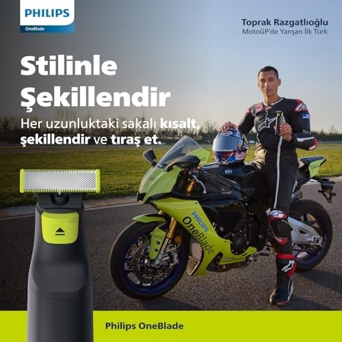 Die Grup Philips Oneblade Yüz Için Hibrit Tıraş Makinesi, Sakal Şekillendirici, Islak/kuru Kullanım, 5’i 1 Arada Ayarlanabilir Tarak,çift Taraflı Bıçak, 45 Dakika Kablosuz Performans, QP2724/20 görsel 2