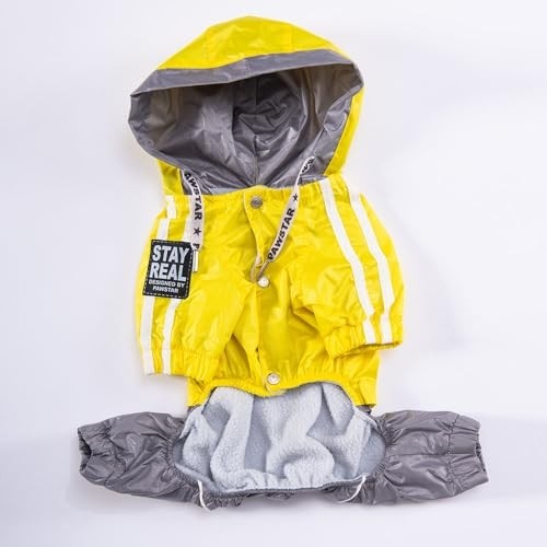 Die Grup Bicolor Sarı-Gri Polarlı Su Geçirmez Orta-Büyük Irk Köpek Yağmurluk Tulum (6xl) görsel 5
