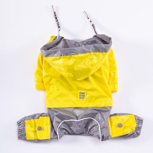 Aesco Bicolor Sarı-Gri Polarlı Su Geçirmez Orta-Büyük Irk Köpek Yağmurluk Tulum (6xl) görsel 4
