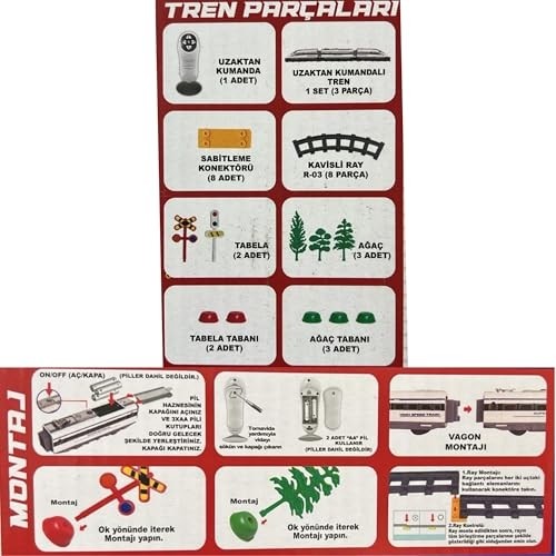 Aesco Giffy/oyuncak 30 Parça Manyetik Uzaktan Kumandalı Tren Sesli Işıklı Pilli Mıknatıs Bağlantılı Istasyon Özellikli Tren Seti 30 Parça görsel 5