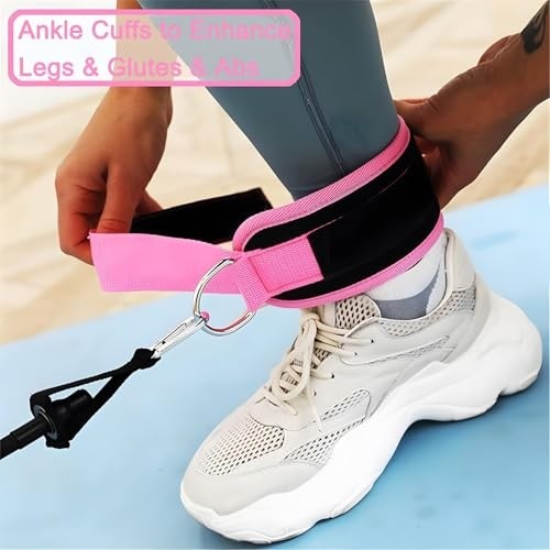 Aesco Kablo Makinesi Için Ayak Bileği Kayışı, Çift D-Ring Ayarlanabilir ve Nefes Alabilir Bacak Kayışları, Karın ve Basen Egzersizleri Için Spor Kayışları, Için Çift Ayak Bileği Bağlantı Kayışı görsel 3