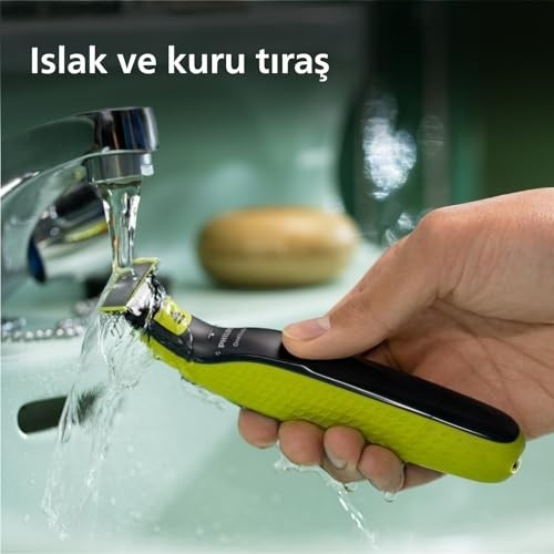 Die Grup Philips Oneblade Yüz Için Hibrit Tıraş Makinesi, Sakal Şekillendirici, Islak/kuru Kullanım, 5’i 1 Arada Ayarlanabilir Tarak,çift Taraflı Bıçak, 45 Dakika Kablosuz Performans, QP2724/20 görsel 4