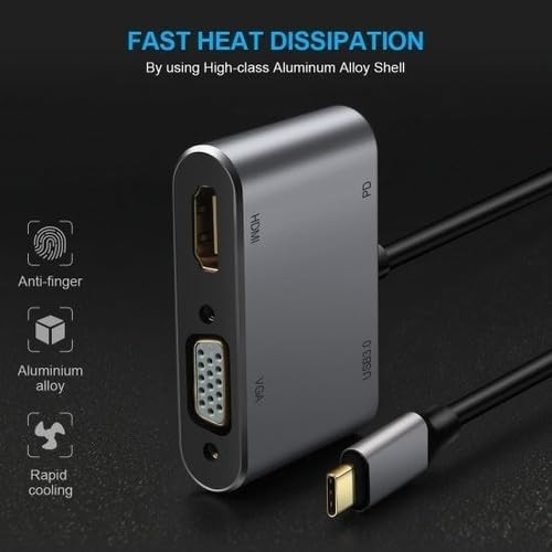 Die Grup Daytona CF02 Macbook Uyumlu Type-C™ To 4K Ultra Hd 1080P Hdmı/vga/pd Şarj/usb 3.0 4ın1 Çevirici Hub Adaptör görsel 4