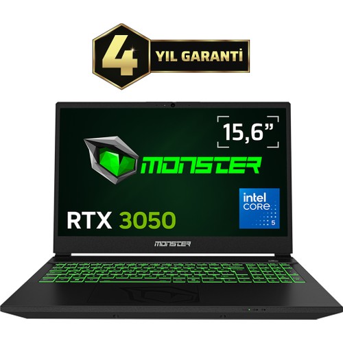 Monster Abra A5 V22.4.3 Intel Core 5 205H 16GB 500GB Rtx 3050 Windows 15,6" 144 Hz Oyun Bilgisayarı
