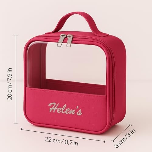 Şeffaf Seyahat Makyaj Kozmetik Çantası Pembe görsel 3