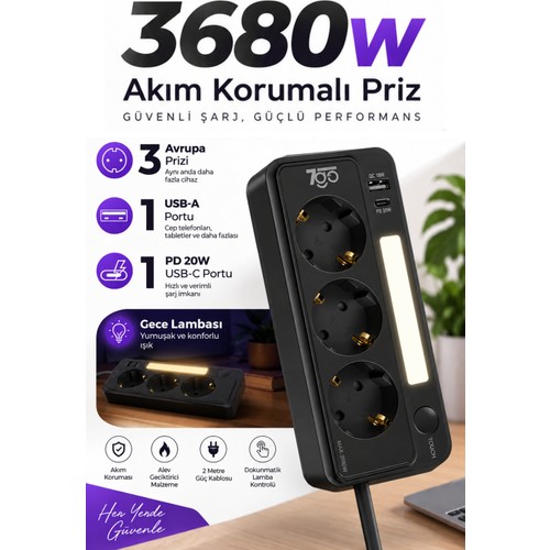 7go 7gsp1 3680W 3'lü Priz