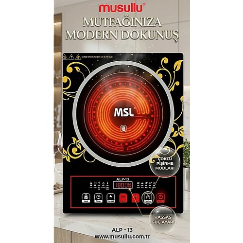 Musullu German 3500W Elektrikli Ocak Şık Tasarımlı Tek Gözlü İndüksiyonlu Yüzey
