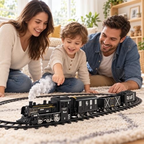Aesco Vardem Işıklı ve Sesli Buhar Çıkartan 15 Parça Tren Seti, 3 Farklı Ray Kurulumu, Pilli Oyuncak Tren 3+ Yaş FF-1603C-4C görsel 5