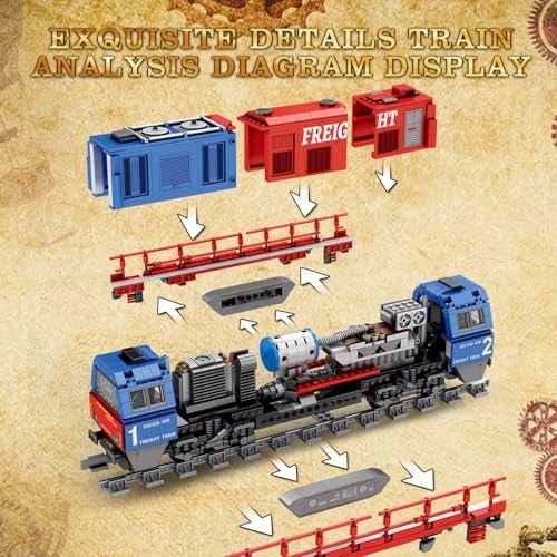 Aesco G2000 Yük Treni Montaj Seti, Kaideli, Lokomotif Şehir Kamyonu Maket Seti, 66021, Yetişkin Araba Severler Için Model, Kız ve Erkek Çocukları Için Hediye Fikirleri, Ev Dekorasyonu, 1980 Parça görsel 3