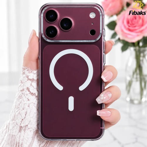 Fibaks iPhone 17 Pro Max/18 Pro Max Magsafe Kılıf Silikon Darbe Emici Kablosuz Şarj Destekli Şeffaf