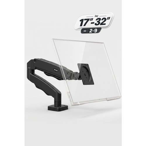 Pivot 17-32 İnç Tek Kollu Monitör Kolu 9 kg VESA Uyumlu Masa Kelepçeli Yaylı Tam Hareketli Monitör Standı