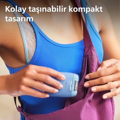 TeknoKapsül Epilasyon Cihazı, Taşınabilir Kompakt Tasarım, LED Işıklı Yıkanabilir Başlık, Masaj ve Tıraş Başlığı, Peeling Eldiveni Hediyeli, 4 Haftaya Kadar Pürüzsüzlük, Açık Mavi Renk, BRE247/05 görsel 2