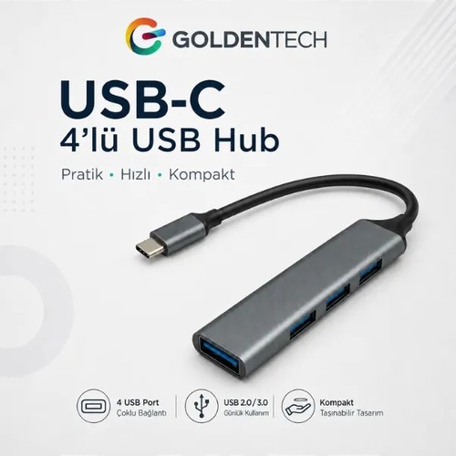 Coverzone Type-c To USB Hub 4 Port Çoklayıcı Macbook İle Uyumlu Çoğaltıcı Adaptör