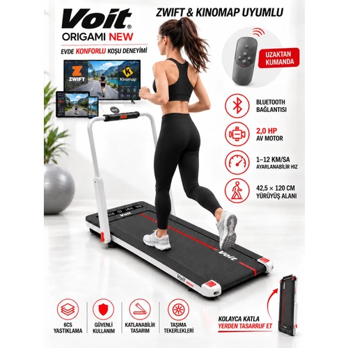 Voit Origami Katlanır Koşu Bandı 12KM Hız Bluetooth App Uzaktan Kumanda Katlanabilir Brushless Motor