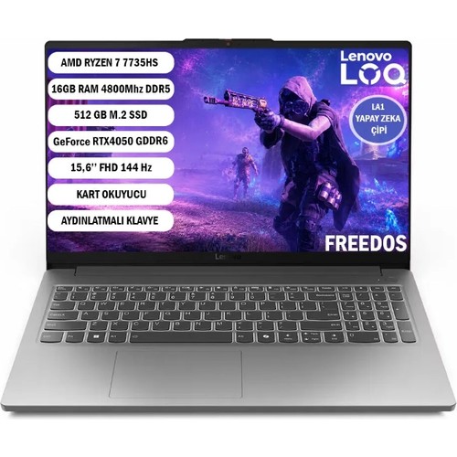 Lenovo LOQE AMD Ryzen 7 16GB 512GB SSD RTX4050 Freedos 15.6" Taşınabilir Bilgisayar