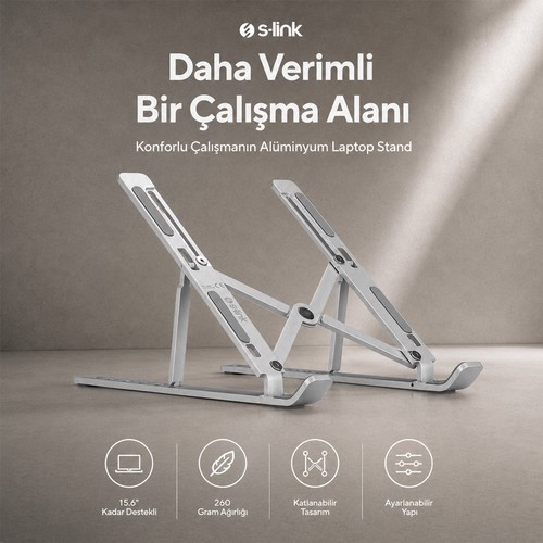 S-Link Addison Alüminyum Ayarlı Laptop Macbook Notebook Yükseltici Tutucu
