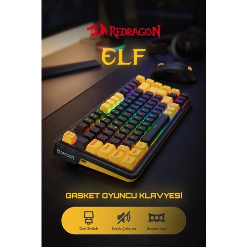 Redragon %75 Gasket Mekanik Switch RGB Kablolu Oyuncu Klavyesi SK-649