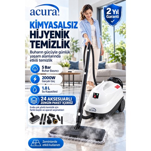 Acura AC-130 Pro 24 Aksesuarlı Profesyonel Buharlı Temizleyici