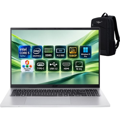 Acer Aspire Go Intel Core 5 120U 32GB 1tb SSD Freedos 16" Taşınabilir Bilgisayar