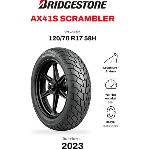 Bridgestone AX41S Scrambler 120/70 R17 58H Ön Motosiklet Lastiği (2023)